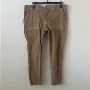 Nili Lotan Cropped Patch-Pocket Pants in Tan